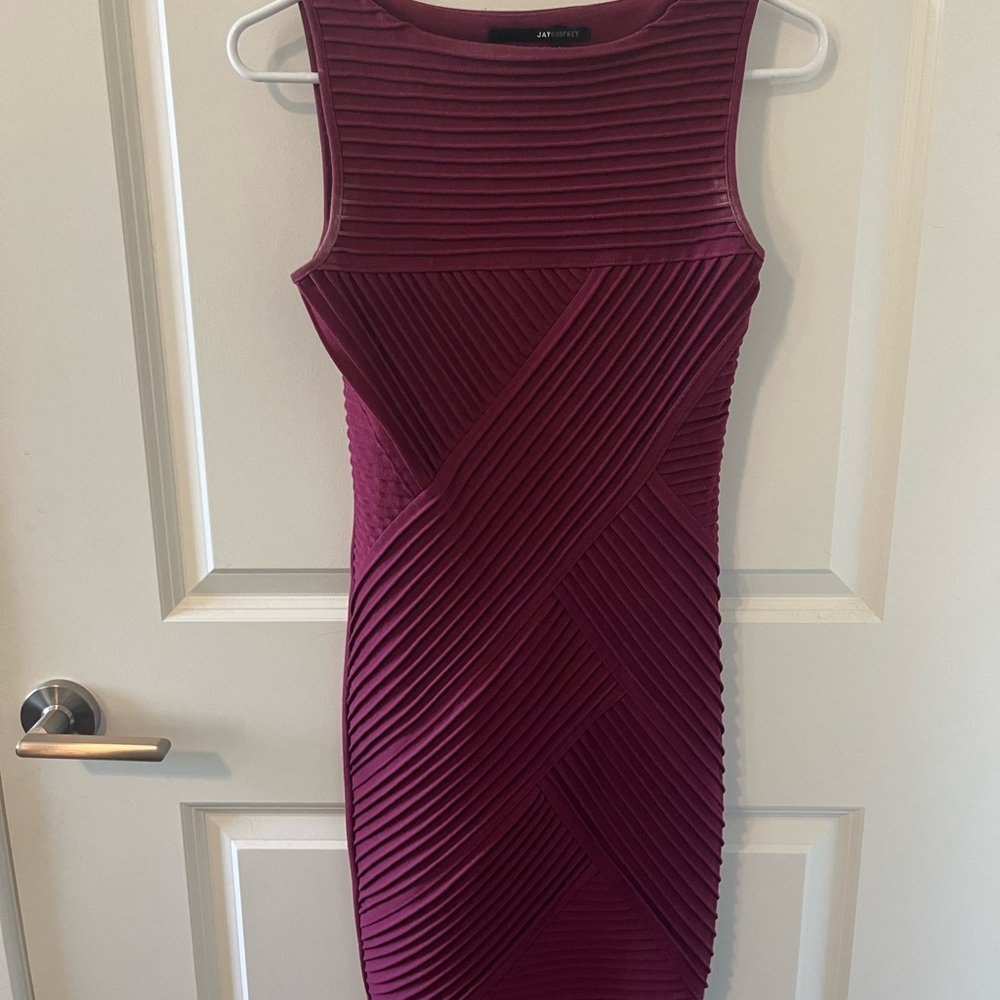 JAYGODFREY Red Ribbed Bodycon Mini Dress